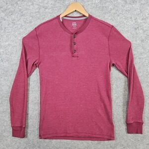 Old Navy Men's Ron‎ Burgundy Thermal Henley Size S Soft Washed Long Sleeves Fall